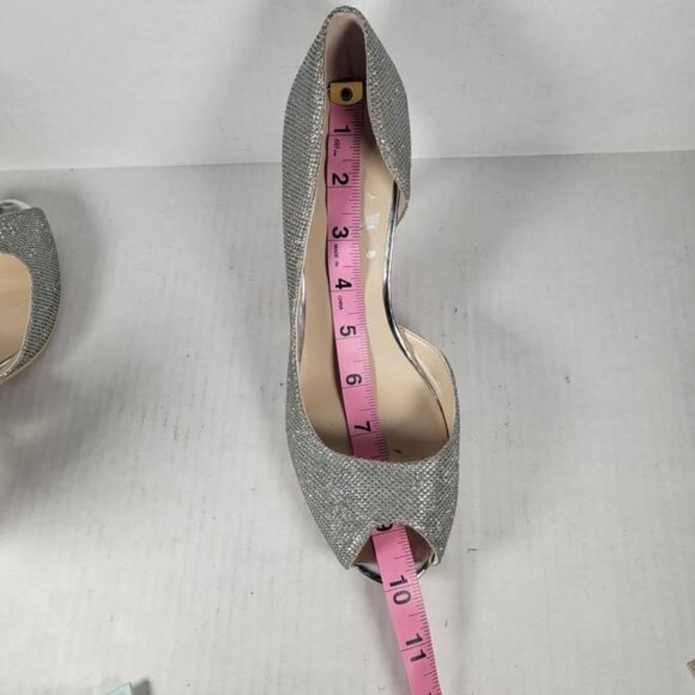 Kelly & Katie Silver Open Toe Sparkle Misha 3.5" Heel Shoes Size 9 1/2M - Picture 9 of 10